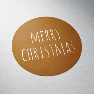 Cozy Christmas   Mustard Brown Minimalist Holiday Classic Round Sticker
