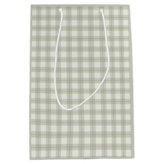 Cozy Christmas Neutral Plaid Knit Medium Gift Bag