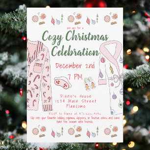 Cozy Christmas Pajama Party Festive Girls Night In Invitation