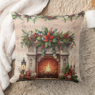 Cozy Christmas Parisian Charm Throw Pillow