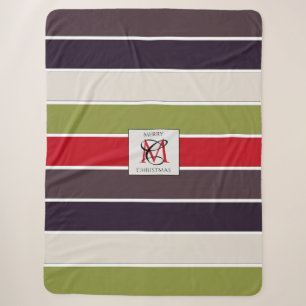 Cozy Christmas Pastel Colour Palette Monogram Sherpa Blanket