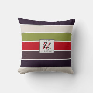 Cozy Christmas Pastel Colour Palette Monogram Throw Pillow