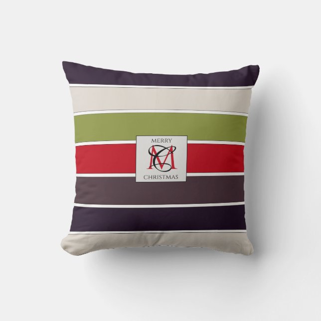 Cozy Christmas Pastel Colour Palette Monogram Throw Pillow (Front)