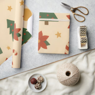 Cozy Christmas Pattern with Gifts and Trees Wrapping Paper