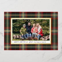 Cozy Christmas Plaid Foil Holiday Card