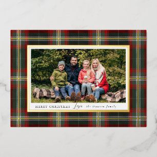 Cozy Christmas Plaid Foil Holiday Card