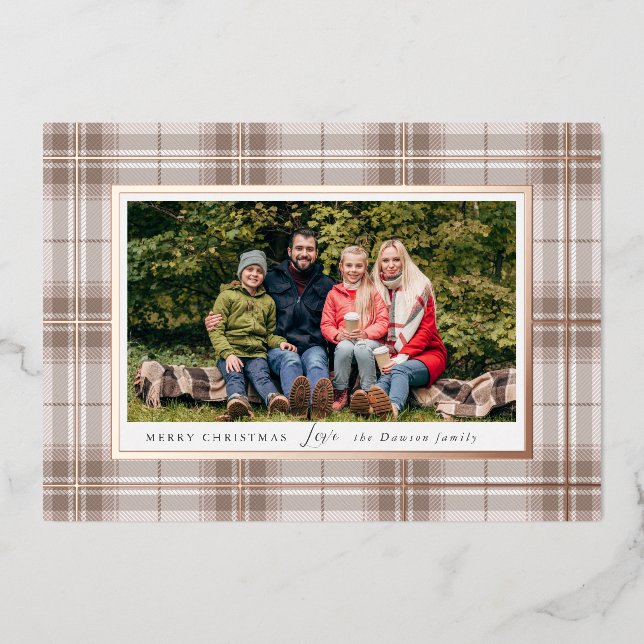 Cozy Christmas Plaid Foil Holiday Card (Front)