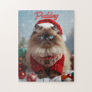 Cozy Christmas Ragdoll Cat Personalized Jigsaw Puzzle