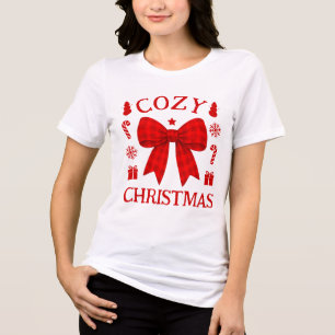 Cozy Christmas Red Gingham Bow Christmas Shirt