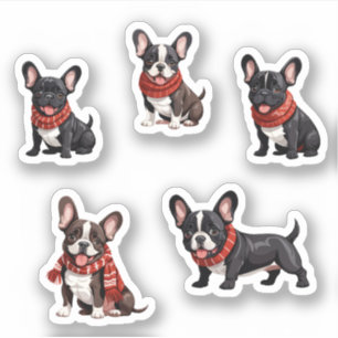 Cozy Christmas Red Scarf French Bulldog Puppy Pack
