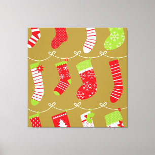 Cozy Christmas Retro Winter Socks Canvas Print