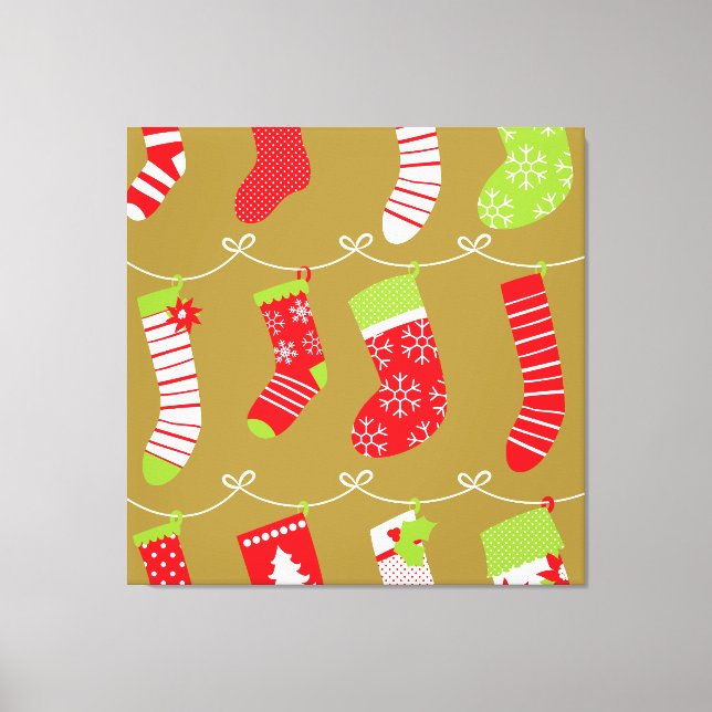 Cozy Christmas Retro Winter Socks Canvas Print (Front)