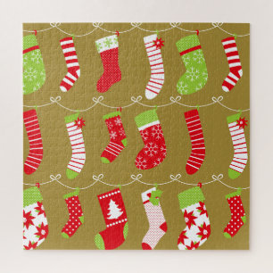 Cozy Christmas Retro Winter Socks Jigsaw Puzzle