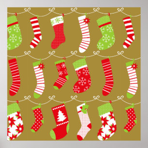 Cozy Christmas Retro Winter Socks Poster