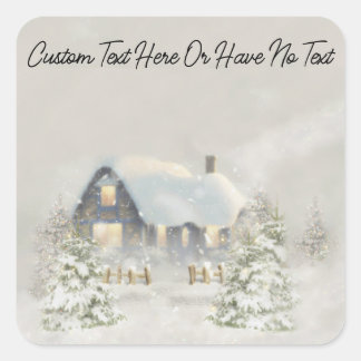 Cozy Christmas Rustic Woodland Forest Vibes Square Sticker