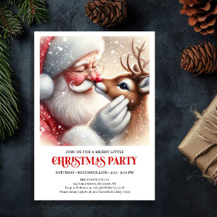Cozy Christmas Santa Claus Rudolph Family Celebrat Invitation