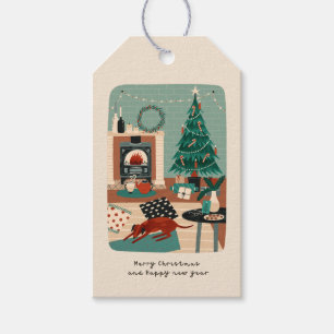 Cozy Christmas scene at home Gift Tags