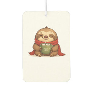 Cozy Christmas Sloth with Hot Chocolate � Cute Win Air Freshener