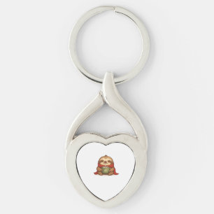 Cozy Christmas Sloth with Hot Chocolate � Cute Win Keychain