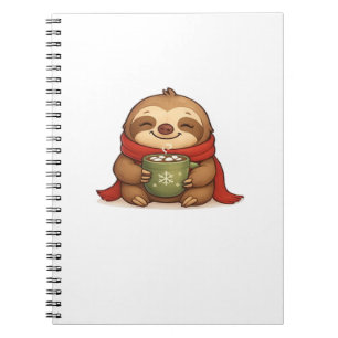 Cozy Christmas Sloth with Hot Chocolate � Cute Win Notebook