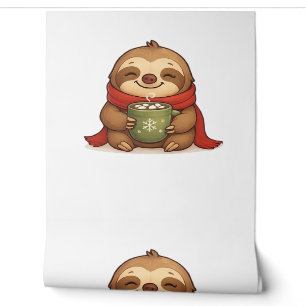 Cozy Christmas Sloth with Hot Chocolate – Cute Win Wallpaper
