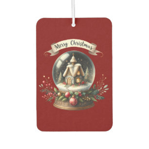Cozy Christmas Snow Globe Cottage Scene Air Freshener