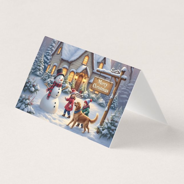 Cozy Christmas Snow Scene Art (Front)