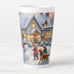 Cozy Christmas Snow Scene Art Latte Mug