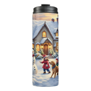 Cozy Christmas Snow Scene Art Thermal Tumbler