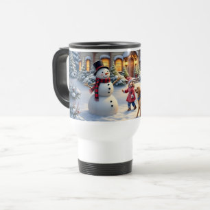 Cozy Christmas Snow Scene Art Travel Mug