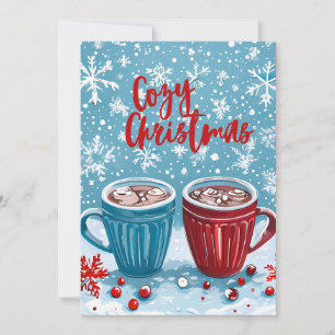 Cozy Christmas Snowflakes & Cocoa Holiday Card