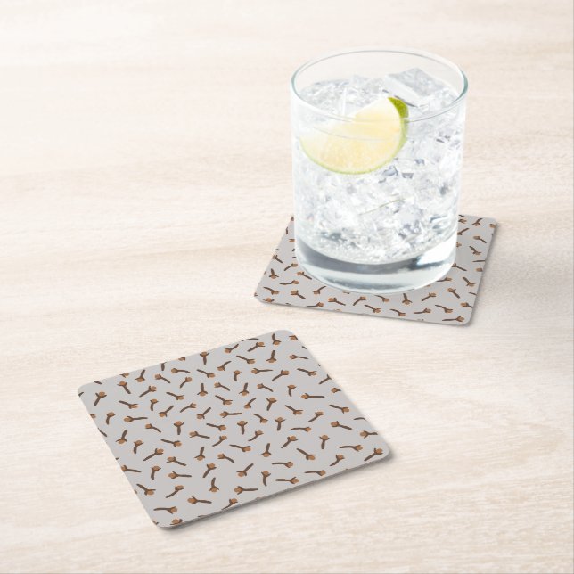Cozy Christmas & Spice Cloves Square Paper Coaster (Insitu)