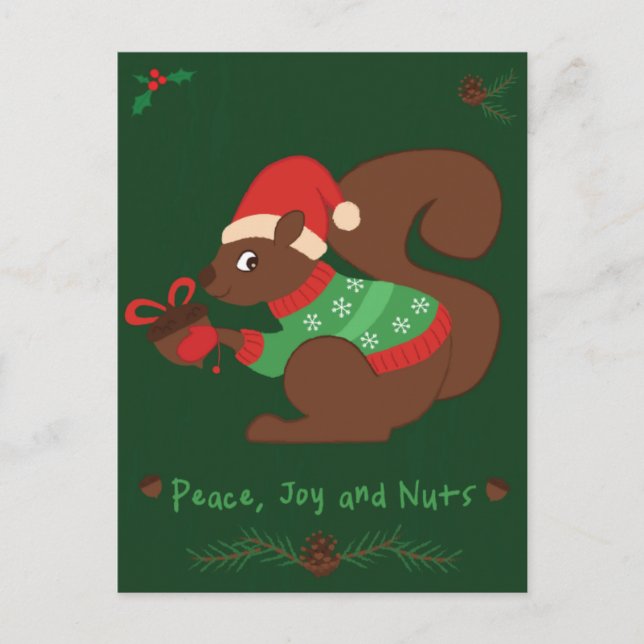 Cozy Christmas Squirrel Holiday Postcard (Front)