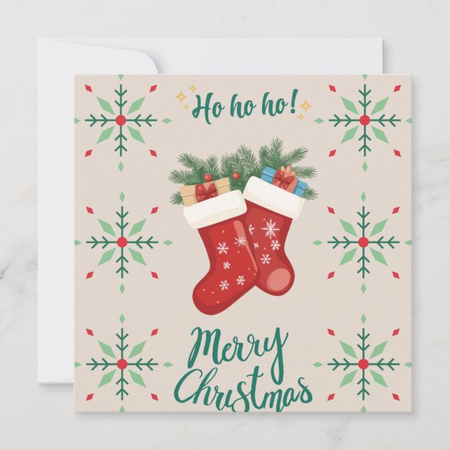 Cozy Christmas Stockings Card – Festive Holiday Gr (Front)