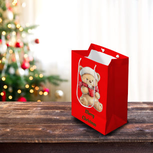Cozy Christmas Teddy Bear Gift Bag