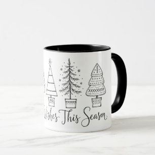 Cozy Christmas Tree Line Art Illustration Mug