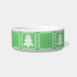 Cozy Christmas tree ugly sweater checkered pattern Bowl