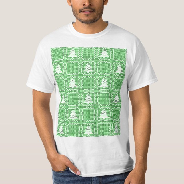 Cozy Christmas tree ugly sweater chequered pattern (Front)