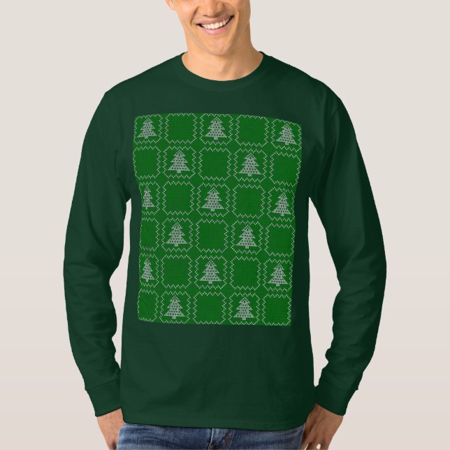 Cozy Christmas tree ugly sweater chequered pattern (Front)