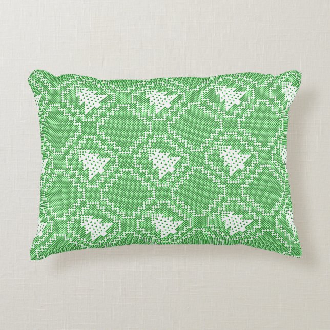 Cozy Christmas tree ugly sweater chequered pattern Accent Pillow (Front)
