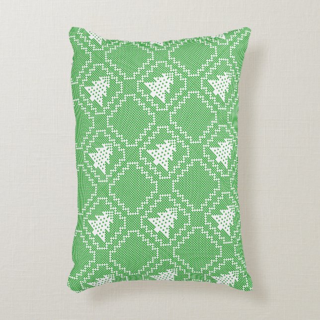 Cozy Christmas tree ugly sweater chequered pattern Accent Pillow (Front(Vertical))