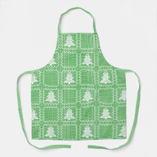 Cozy Christmas tree ugly sweater chequered pattern Apron