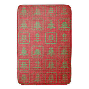 Cozy Christmas tree ugly sweater chequered pattern Bath Mat