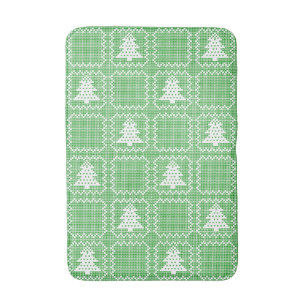 Cozy Christmas tree ugly sweater chequered pattern Bath Mat