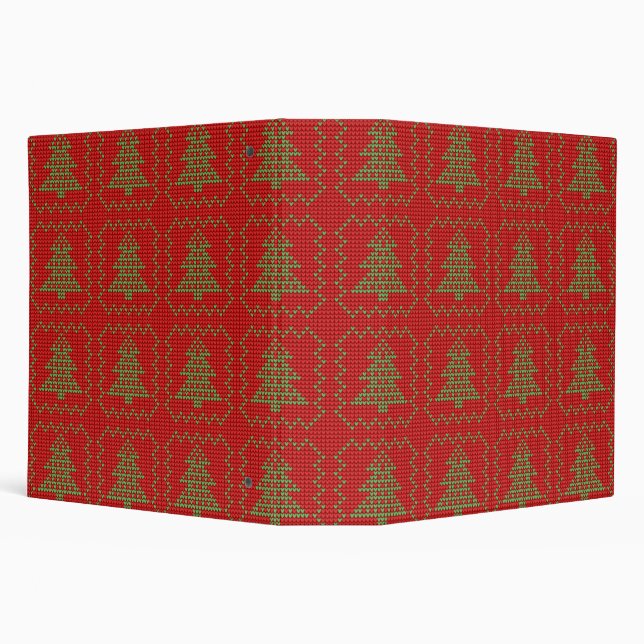 Cozy Christmas tree ugly sweater chequered pattern Binder (Background)