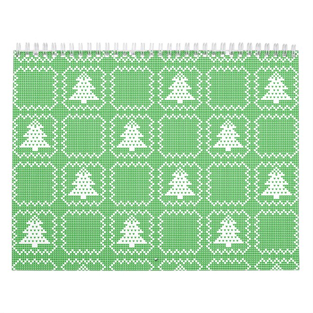 Cozy Christmas tree ugly sweater chequered pattern Calendar (Cover)