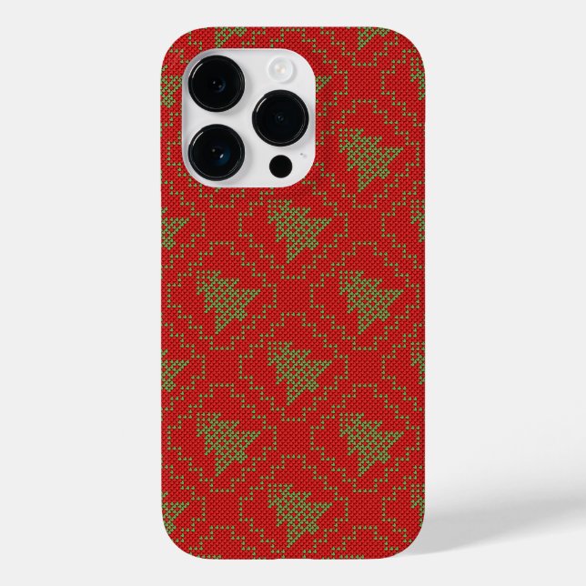 Cozy Christmas tree ugly sweater chequered pattern Case-Mate iPhone Case (Back)