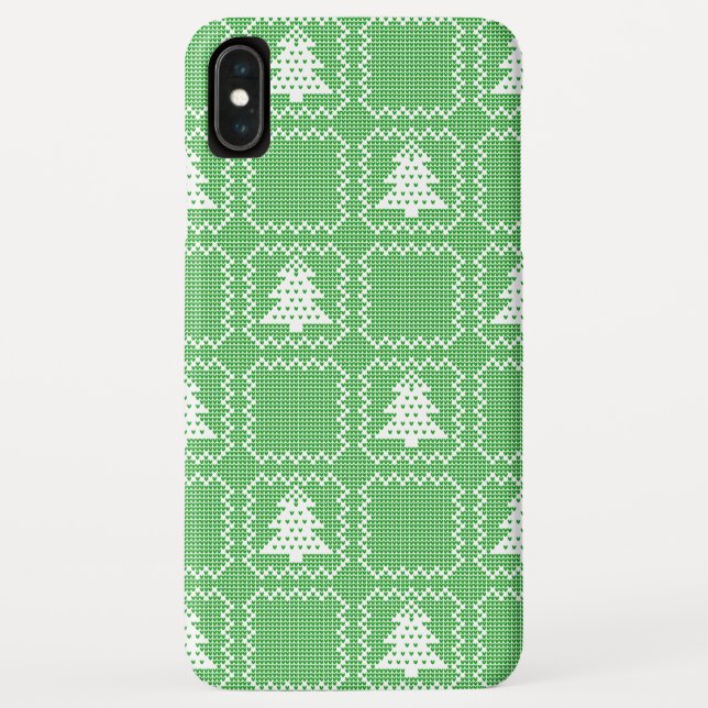 Cozy Christmas tree ugly sweater chequered pattern Case-Mate iPhone Case (Back)