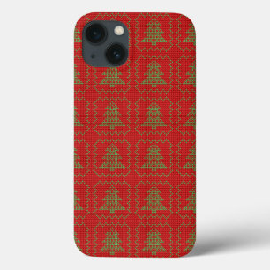 Cozy Christmas tree ugly sweater chequered pattern iPhone 13 Case