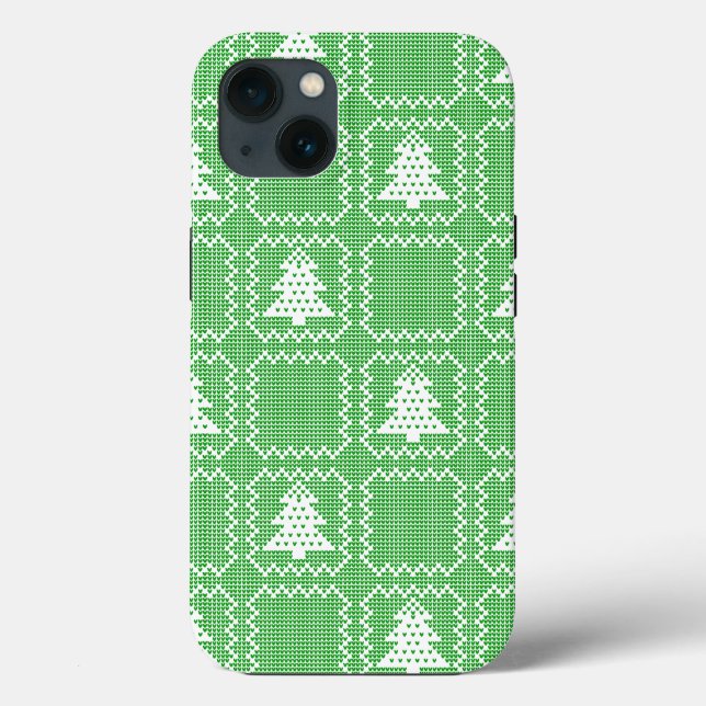 Cozy Christmas tree ugly sweater chequered pattern Case-Mate iPhone Case (Back)